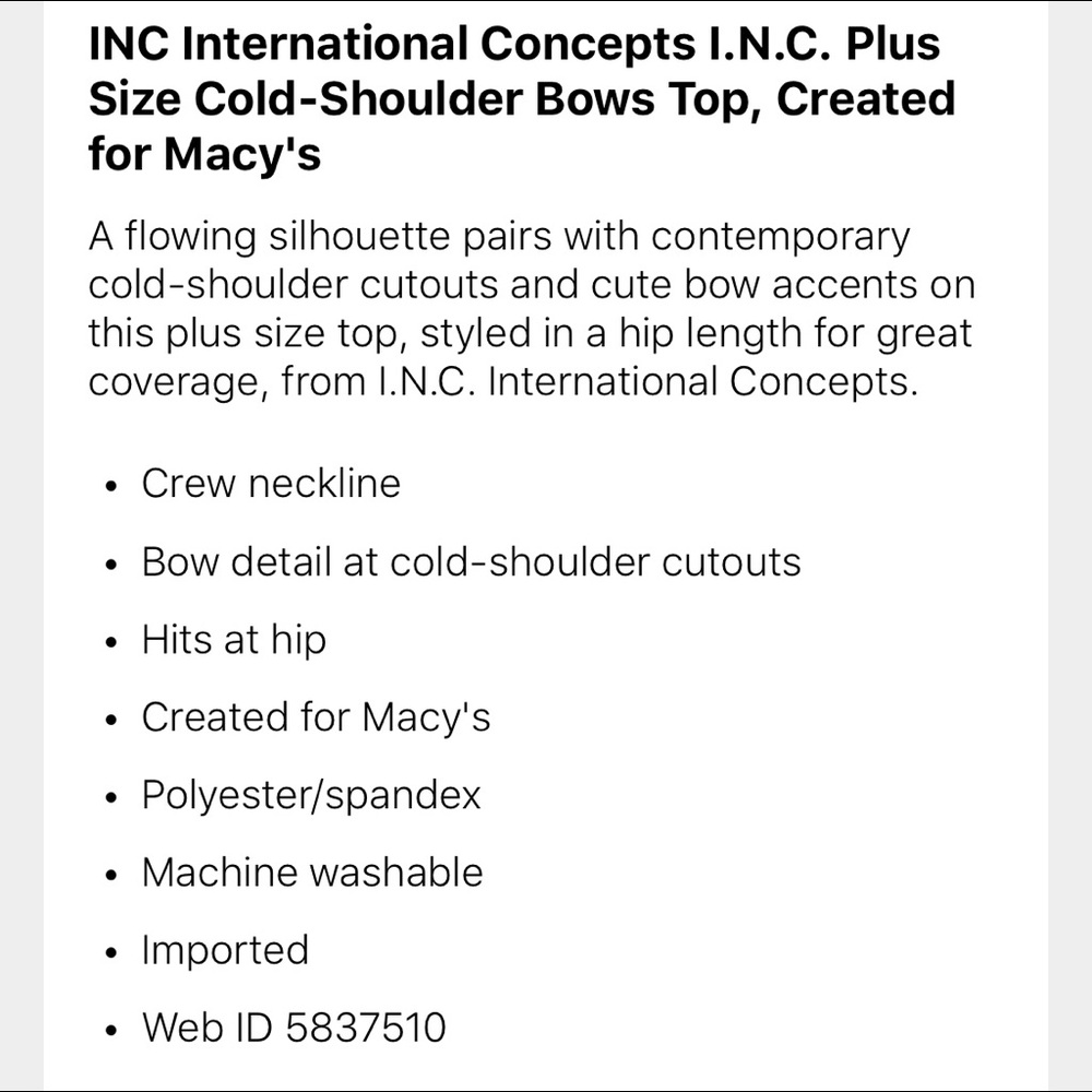 INC Cold Shoulder Top - Picture 7 of 7